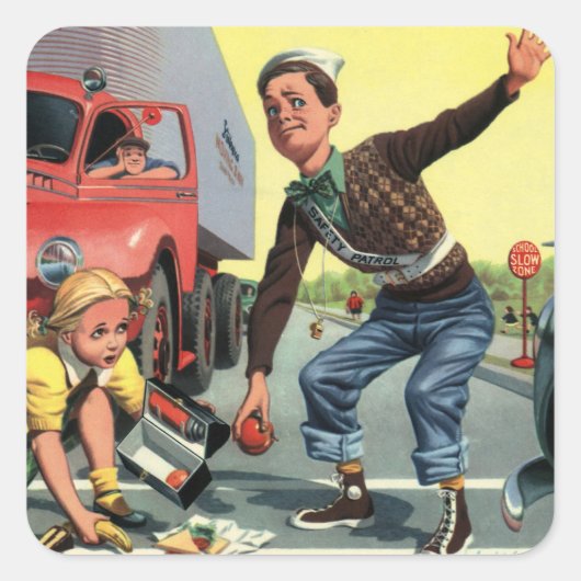 Vintage Sicherheitspatrouille Quadratischer Aufkleber (Vorderseite)