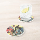 Vintage Sicherheitspatrouille Sandstein Untersetzer (Seite)