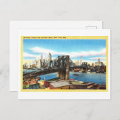 Vintage Sicht auf Brooklyn Bridge & East River Postkarte (Vorne/Hinten)