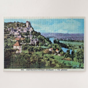 Vintage Sicht auf Castelnaud-la-Chapelle, Frankrei Puzzle