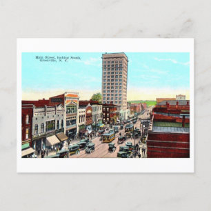 Vintage Sicht auf Greenville, South Carolina, Postkarte