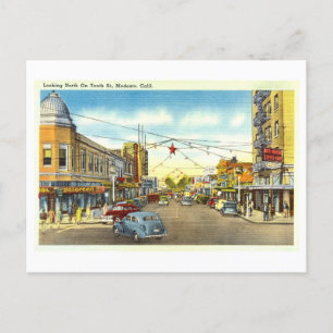 Vintage Sicht auf Modesto, Kalifornien, Postkarte