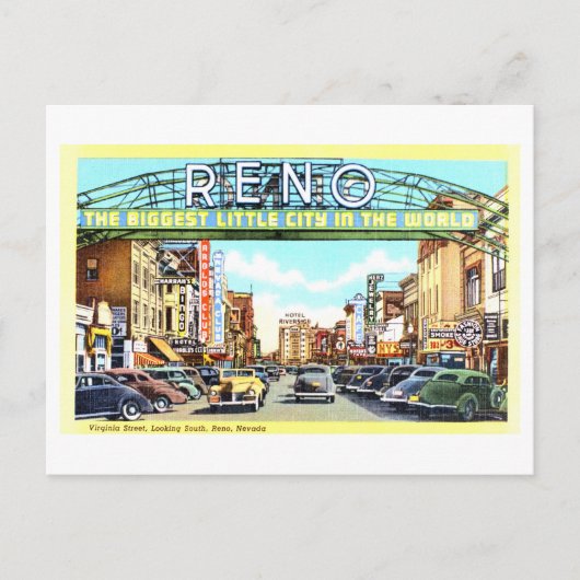 Vintage Sicht auf Reno, Nevada, Postkarte (Vorderseite)