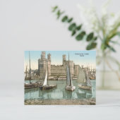 Vintage Sicht Caernarfon Castle, Wales Postkarte (Stehend Vorderseite)