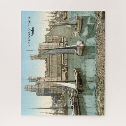 Vintage Sicht Caernarfon Castle, Wales Puzzle (Vertikal)
