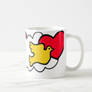 Vintage Siebzigerjahre entwerfen Vogel- und Kaffeetasse