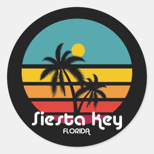 Vintage Siesta Key Florida Runder Aufkleber (Vorderseite)