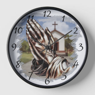 Vintage, silber aussehende Praying-Hände mit einer Uhr