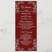 Vintage Silber Blumenmuster Rote elegante Hochzeit Programm (Vorderseite)