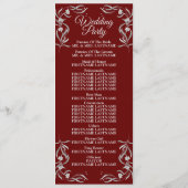 Vintage Silber Blumenmuster Rote elegante Hochzeit Programm (Rückseite)