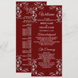 Vintage Silber Blumenmuster Rote elegante Hochzeit Programm