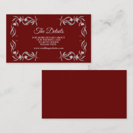 Vintage Silber Blumenmuster rote Hochzeitsdetail Begleitkarte