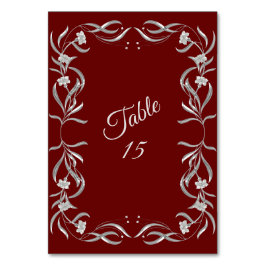 Vintage Silber Blumenmuster Rote Hochzeitsfeier Tischnummer