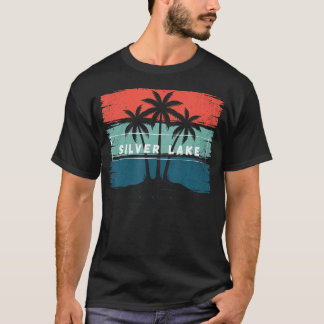 Vintage Silber Lake Michigan Strand Palme T-Shirt