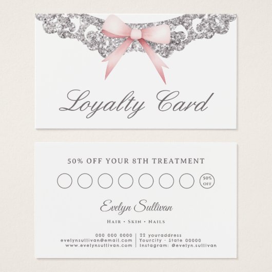 Vintage Silber-Rahmen-Rosa-Bugykarte (Vorne & Hinten)