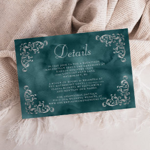 Vintage Silber Teal Blau Aquarell-Details Begleitkarte