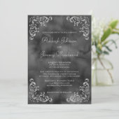 Vintage Silberfarbenhochzeit Einladung (Stehend Vorderseite)