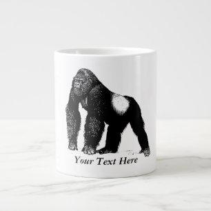 Vintage Silberrücken-Gorilla-Illustration, Schwarz Jumbo-Tasse