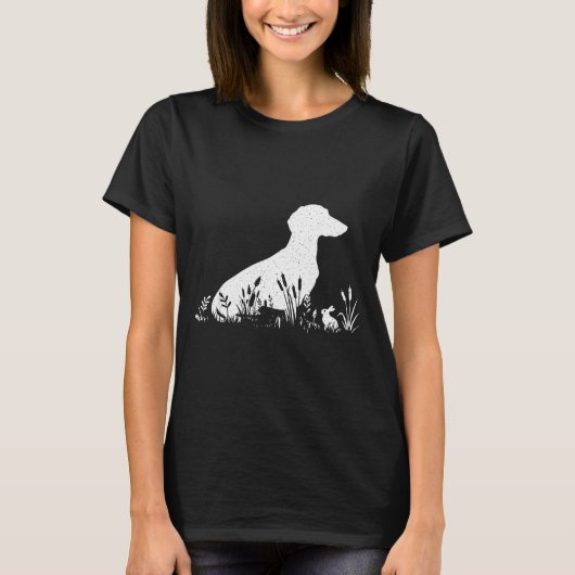 Vintage Silhouette Dachshund Shirt Women, Cute Dog (Vorderseite)