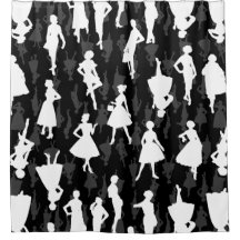 Vintage Silhouette der schwarzen Mitte der 50er Ja