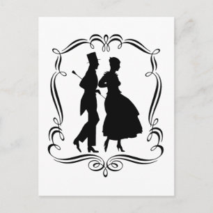 Vintage Silhouette Elegante Mann Postkarte