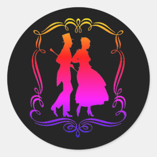 Vintage Silhouette Eleganter Mann Frau Runder Aufkleber