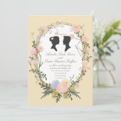 Vintage Silhouette Frühlingsblütenhochzeit Einladung (Stehend Vorderseite)