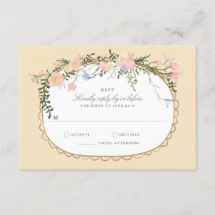 Vintage Silhouette Frühlingsblütenhochzeit RSVP Karte