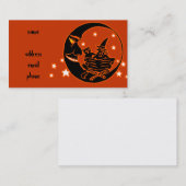 Vintage Silhouette-Hexe-Katze und Mond Visitenkarte (Vorne/Hinten)