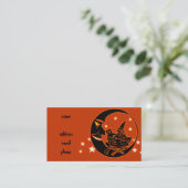 Vintage Silhouette-Hexe-Katze und Mond Visitenkarte (Stehend Vorderseite)