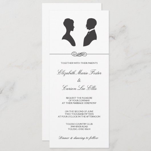 Vintage Silhouette Hochzeit Einladung (Vorne/Hinten)