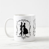 Vintage Silhouette Kunst, Dichtung und Musik Kaffeetasse (Links)