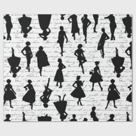 Vintage Silhouette Mitte der 50er Jahre Geschenkpapier