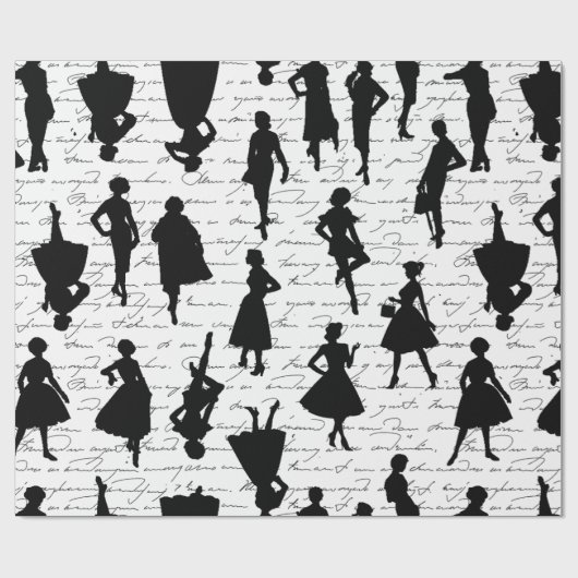 Vintage Silhouette Mitte der 50er Jahre Geschenkpapier (Flach)