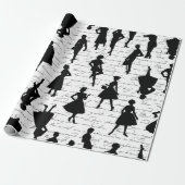 Vintage Silhouette Mitte der 50er Jahre Geschenkpapier (Ungerollt)