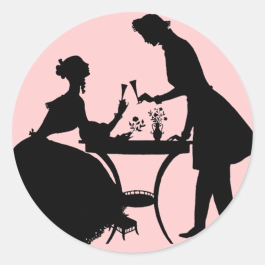 Vintage Silhouette Runder Aufkleber (Vorderseite)