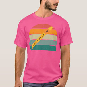 Vintage Silhouette Sunset Flöten Flutist Retro Su T-Shirt