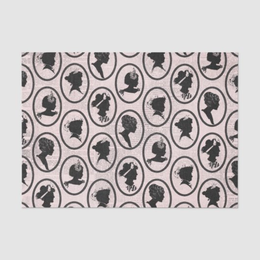 Vintage Silhouette-Tapete Seidenpapier (Vorderseite)