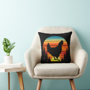 Vintage Silhouette von Hühnern Kissen