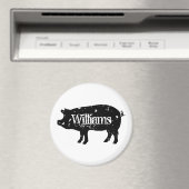 Vintage Silhouette von Schweinen, benutzerdefinier Magnet (In Situ (Geschirrspüler))