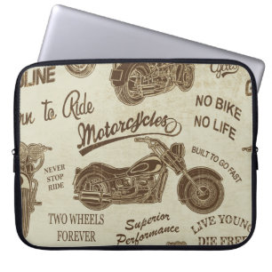 Vintage Silhouetten für Motorräder: nahtloser Hint Laptopschutzhülle