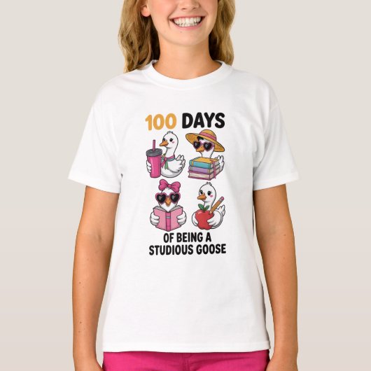 Vintage Silly Goose 100-Tage-Schulfeier T-Shirt (Vorderseite)