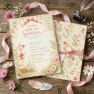 Vintage Silly Goose Coquette Rosa Babyparty Einladung