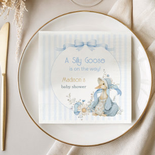 Vintage Silly Goose Pastell Blau Mädchen Baby Show Serviette