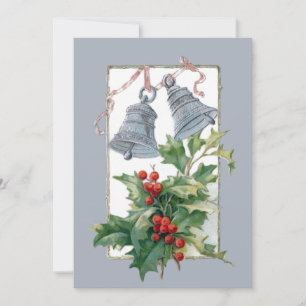 Vintage Silver Bells and Holly Feiertagskarte
