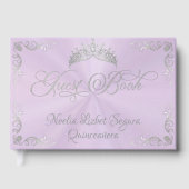 Vintage Silver Border & Tiara - Lavender Gästebuch (Vorderseite)