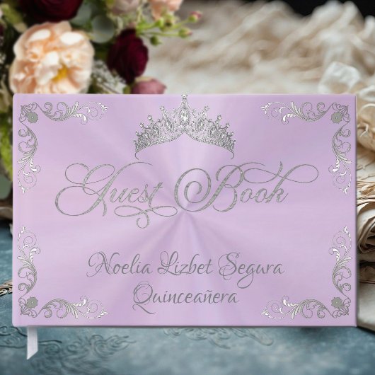 Vintage Silver Border & Tiara - Lavender Gästebuch