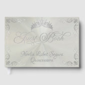 Vintage Silver Border & Tiara - Pastel Green Gästebuch (Vorderseite)