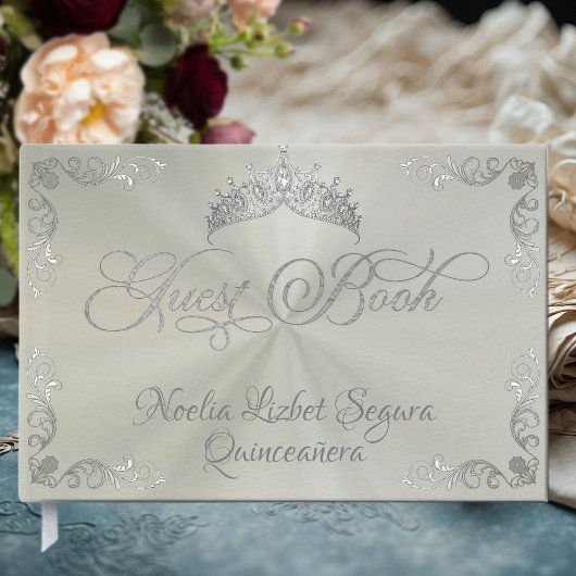 Vintage Silver Border & Tiara - Pastel Green Gästebuch