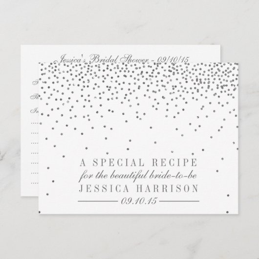 Vintage Silver Confetti Brautparty Rezeptionskarte Einladungspostkarte (Vorne/Hinten)